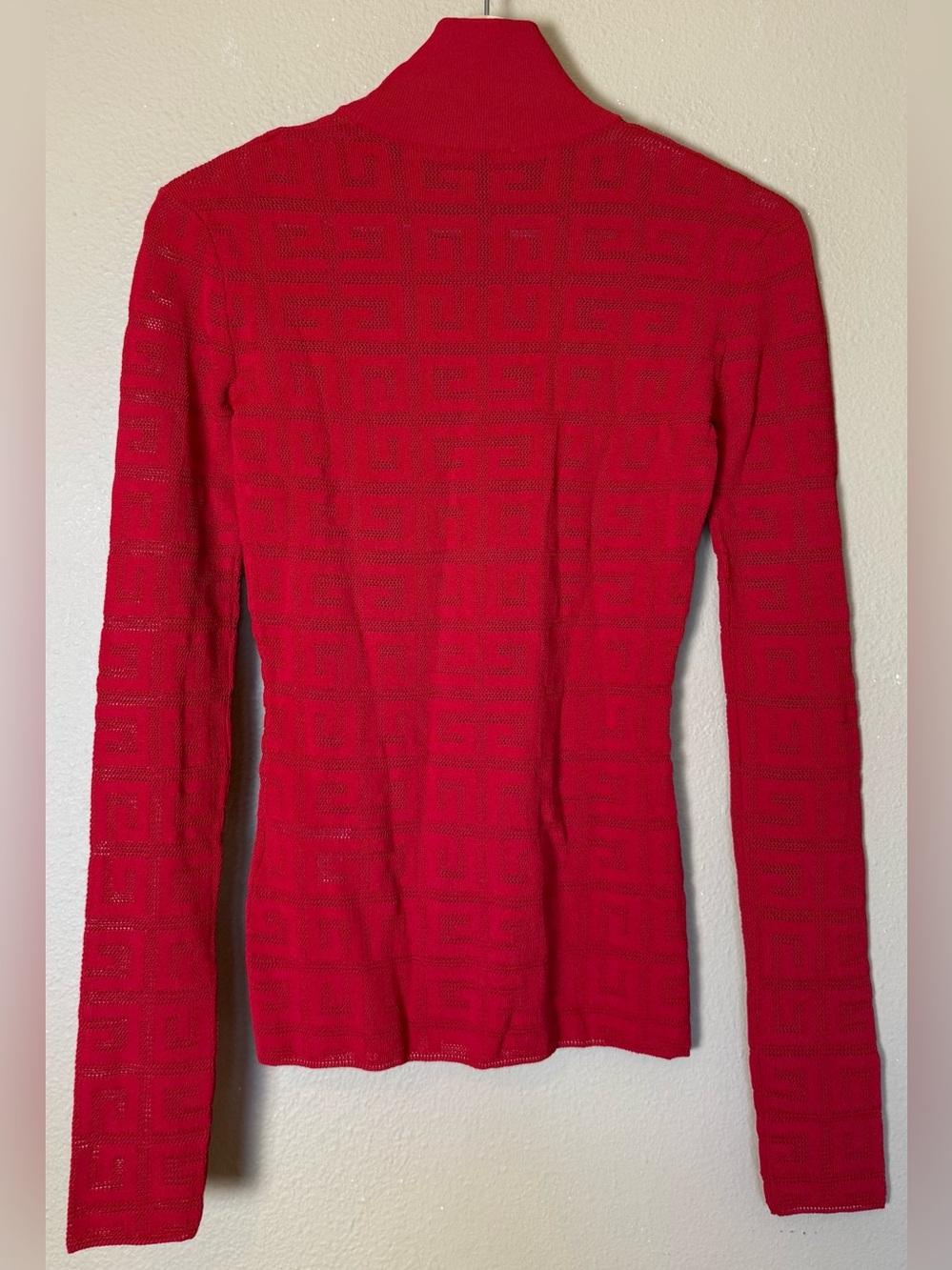 Givenchy Red 4G Logo Sheer Knit Turtleneck Sweater NWT Size Small - Picture 4 of 8